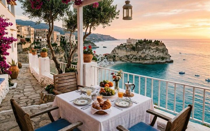 Demo Mare: terrazza di un bed and breakfast con vista sul mare
