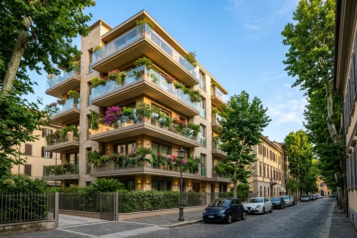 Facciata di una casa in vendita