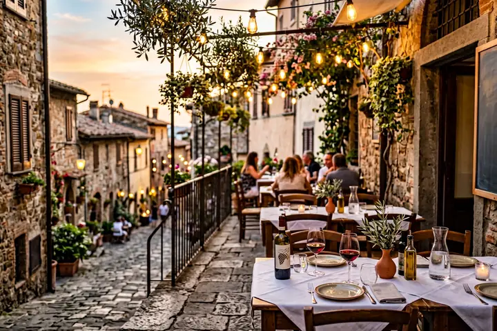 Sala di un ristorante con tavoli apparecchiati